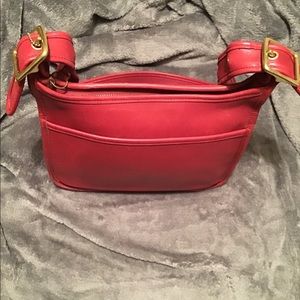 Vintage Coach Red Leather Bag Purse Crossbody